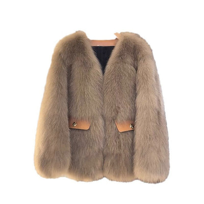 Dames Faux Fur Jas Met Zakken Luxe Uitstraling