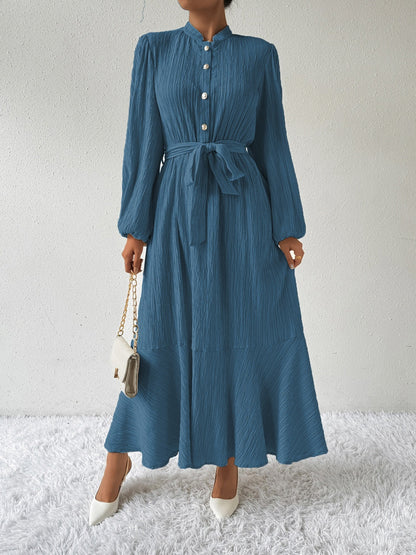 Vrouwelijke Jurk Lange Mouwen Taille Jurk met Accent