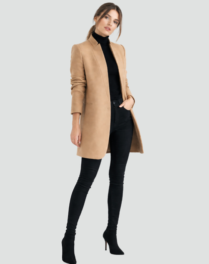 Damesjas Wollen Klassieke Ronde Hals Regular Fit - StudioMarella