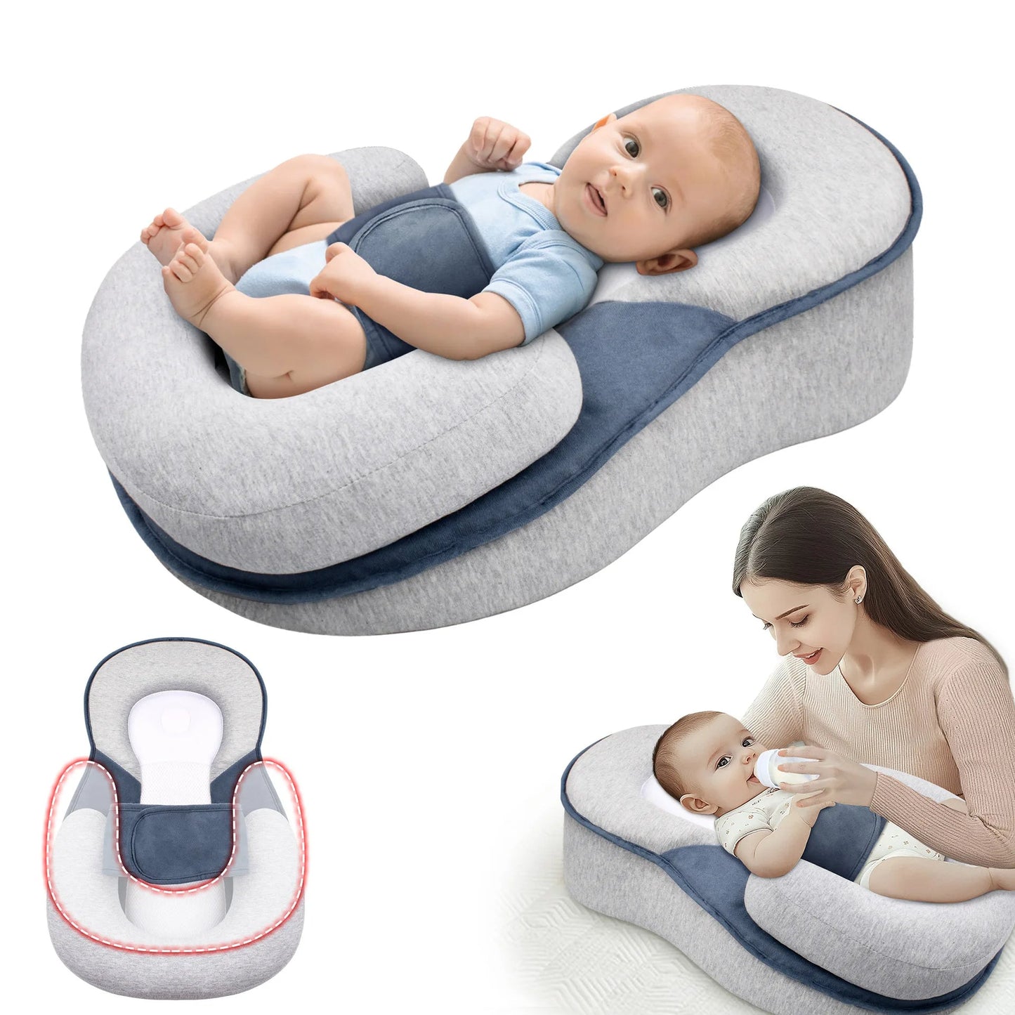 Babynestje Verhoogd 15° Helling Reflux Pasgeboren Katoen 3D Mesh Wiegje Anti-Reflux Zuigeling Slaapwedge Baby Lounge Kraamcadeau Koliek Verzakking