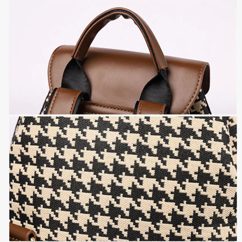 Dames Rugzak Houndstooth Patroon Stijlvol en Veelzijdig