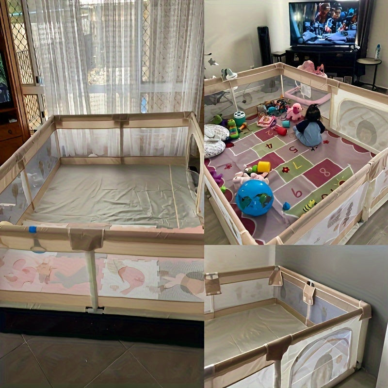 Babyspeelbox met Zacht Zijvlak en Dierprint voor Veilig Spelen | Scandinavische Kinderkamerdecoratie voor Ontdekkende Peuters | Opvouwbare Speelruimte met Kleurrijk Design