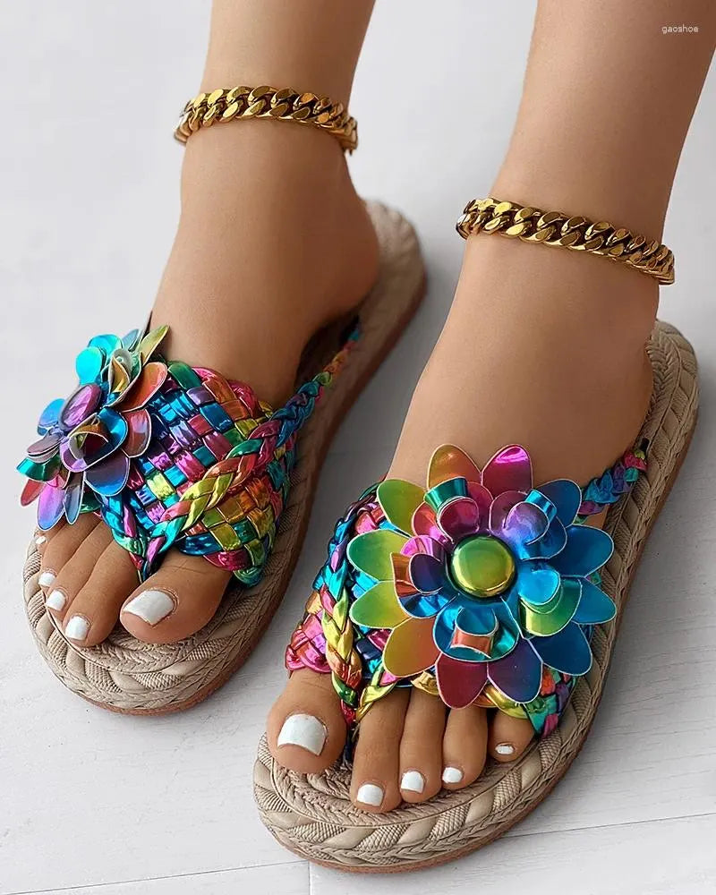 Zomersandalen met Bloemen voor Vrouw