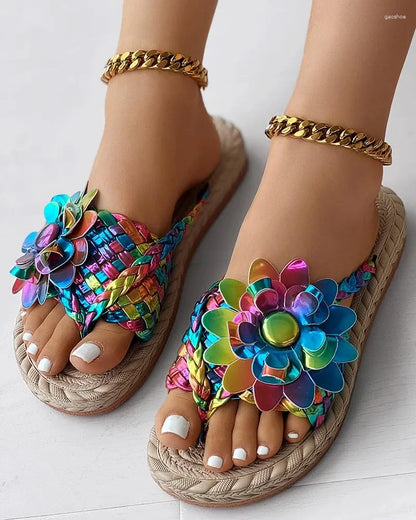 Zomersandalen met Bloemen voor Vrouw