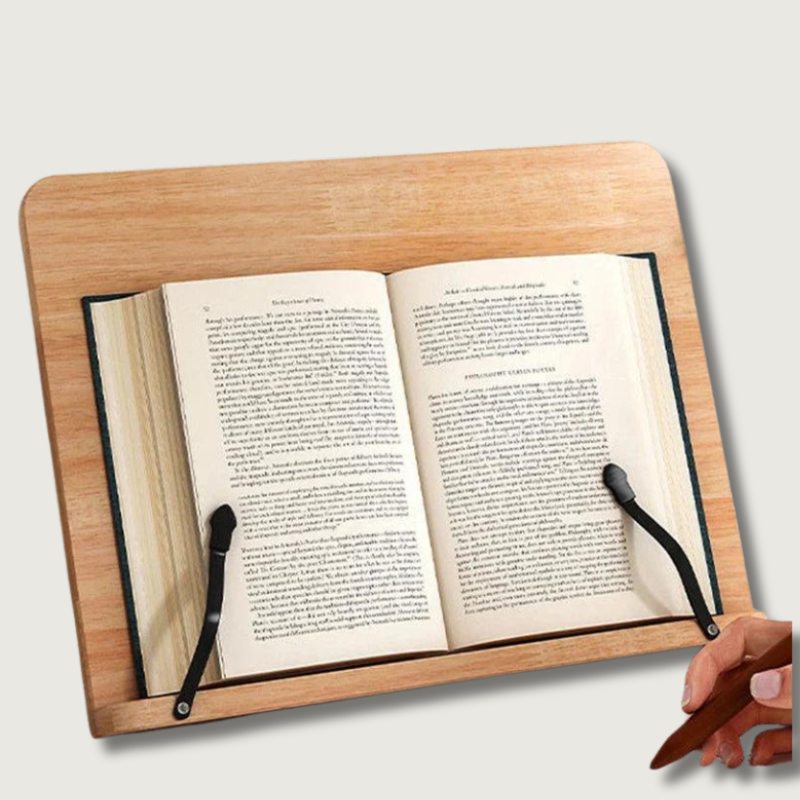 Verstelbare Houten Boekenstandaard van Grenenhout voor Handsfree Lezen