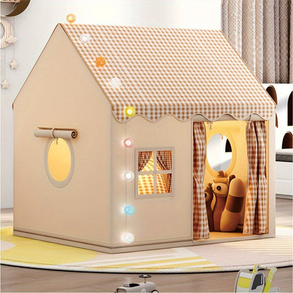 Binnenspeelhuis polyester pvc beige kinderkamer speelkamer opvouwbaar fantasy tent