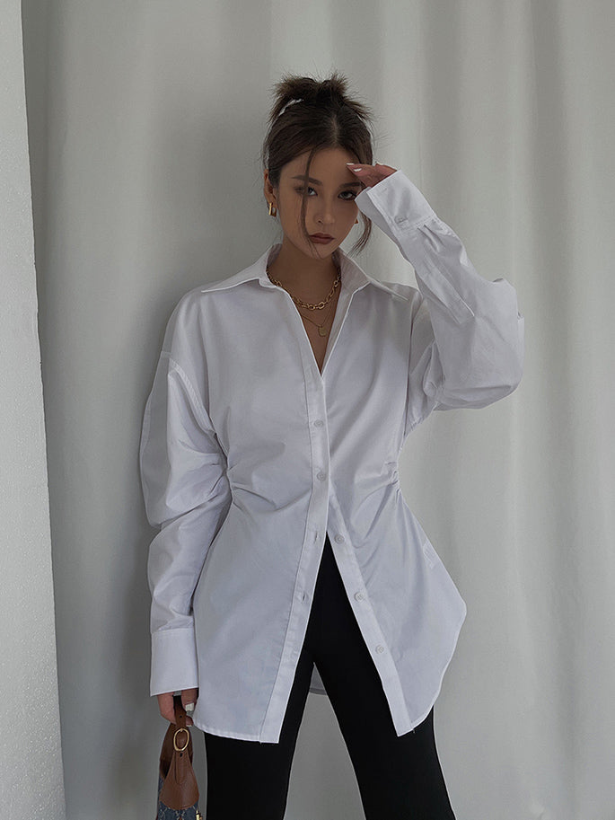 Dames Blouse Katoen met Kraag en Modern Design Hazel