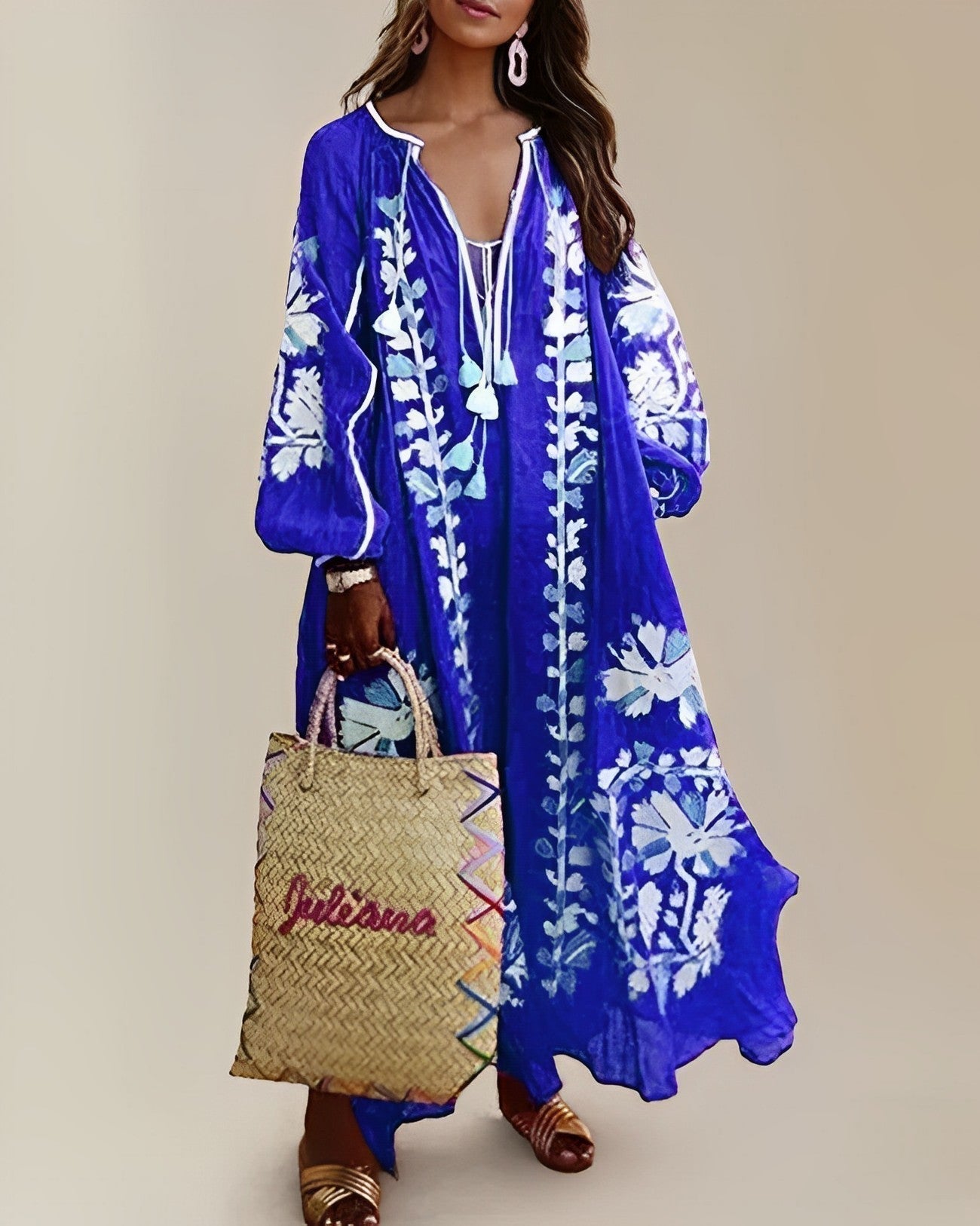 Zomerjurk Vrouw Losse Retro Boho Stijl - StudioMarella