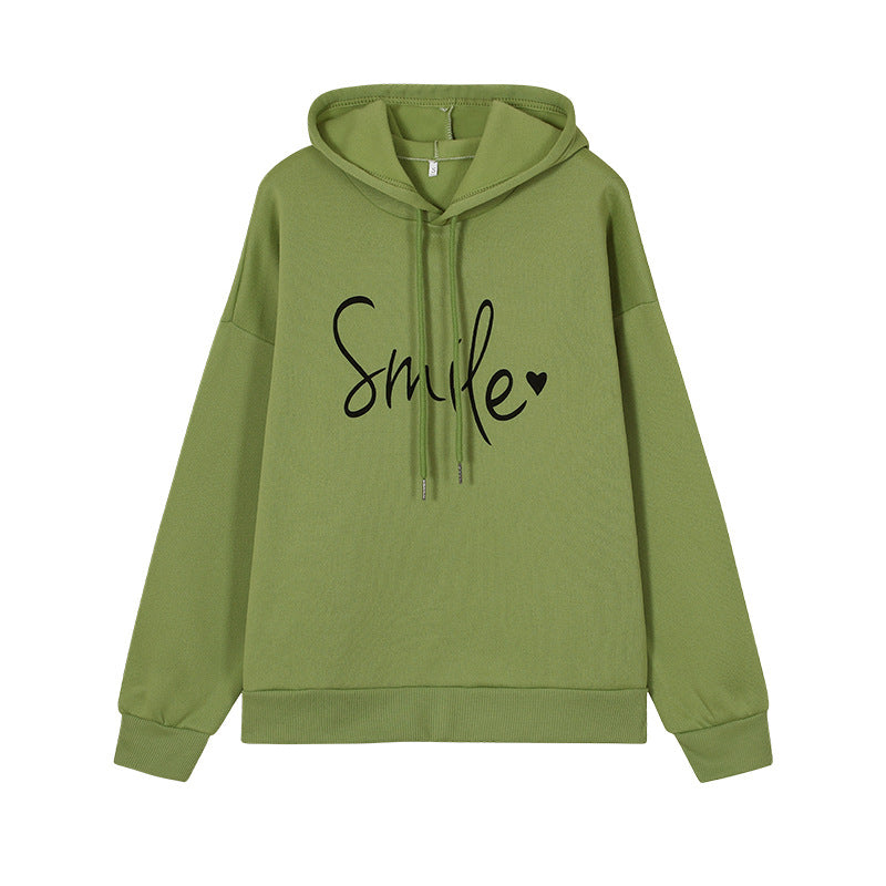 Dames Hoodie Vrolijke Smile Print Zacht Katoen