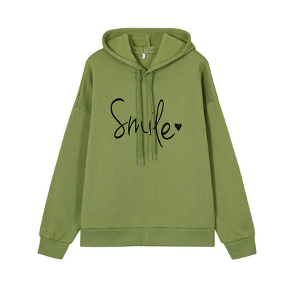 Dames Hoodie Vrolijke Smile Print Zacht Katoen