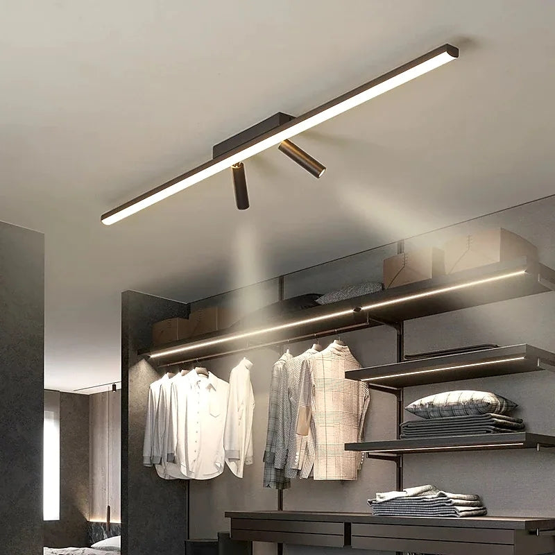 Plafondlamp LED Lineair Metaal Siliconen Zwart Verstelbare Spots 80 100cm Slaapkamer