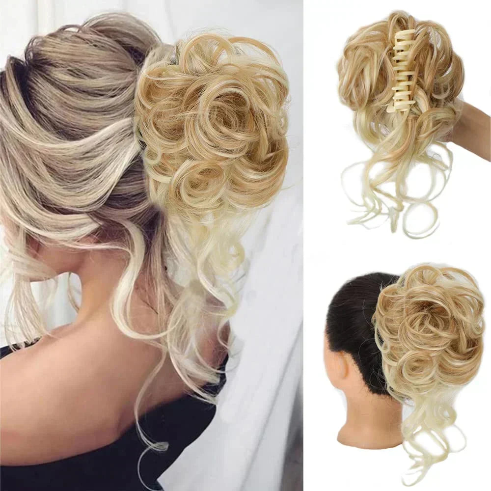 Haarknot met Krullen – Synthetisch Haar – Clip-On Knot – Volumineus – Verschillende Kleuren