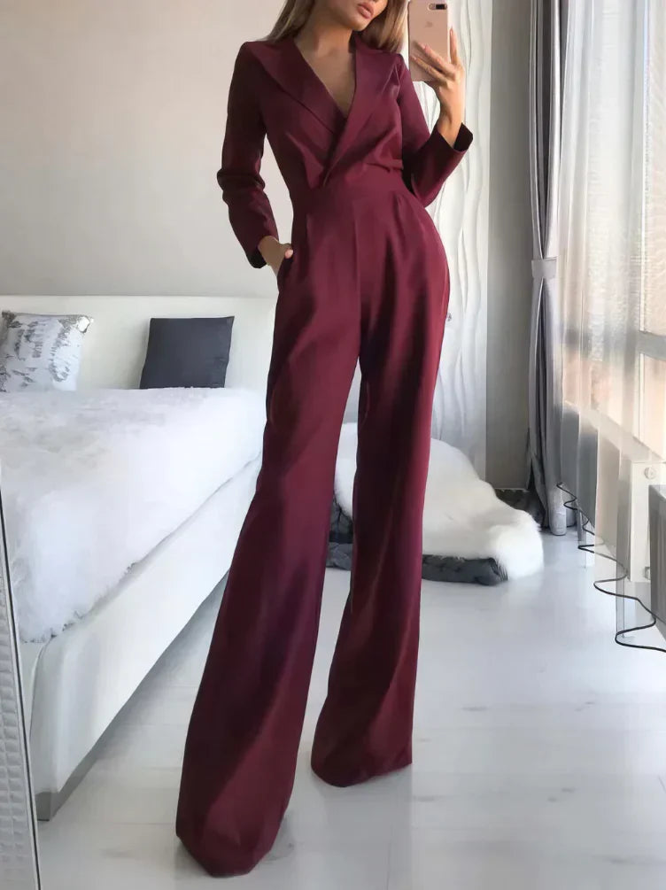 Dames Jumpsuit Lange Mouwen V Hals Zomer Jurk Los - StudioMarella