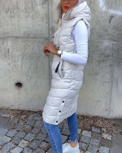 Dames Bodywarmer Warm Gewatteerd Lange Jas