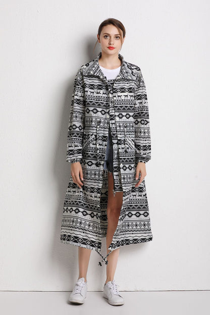 Dames Regenjas Lange Lichtgewicht Met Leuke Print