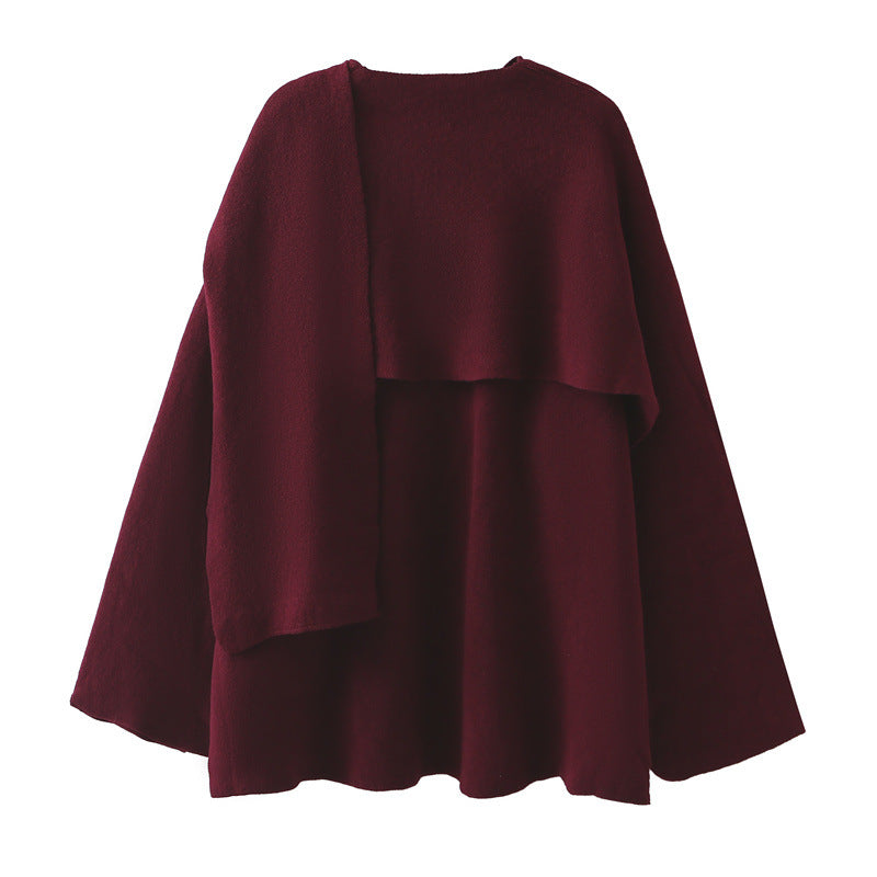 Dames Jas Cape Warm met Sjaal Asymmetrisch Model