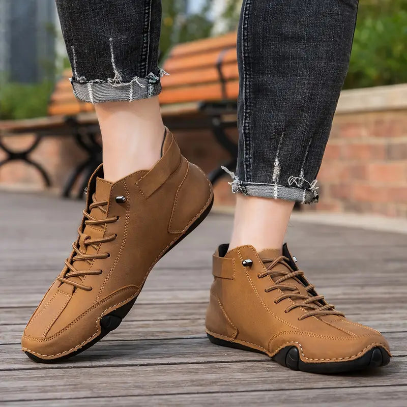 Waterdichte Heren Laarsschoenen met Hoge Schacht en Elastische Sluiting Kunstleer Robuust Straatmode