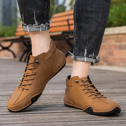 Waterdichte Heren Laarsschoenen met Hoge Schacht en Elastische Sluiting Kunstleer Robuust Straatmode