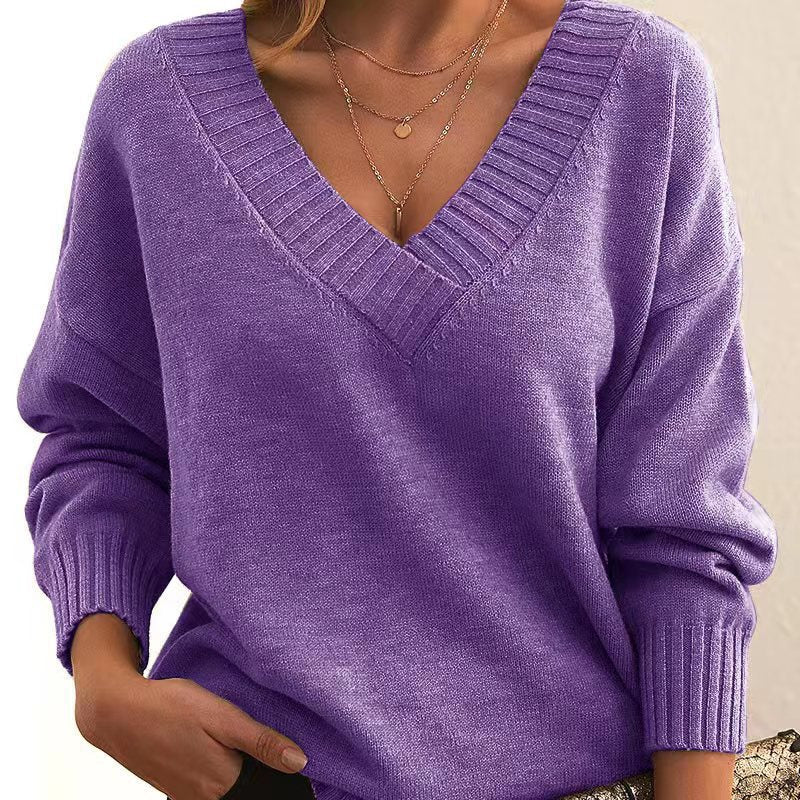 Dames Trui Gebreid V-hals Elegante Basisstijl