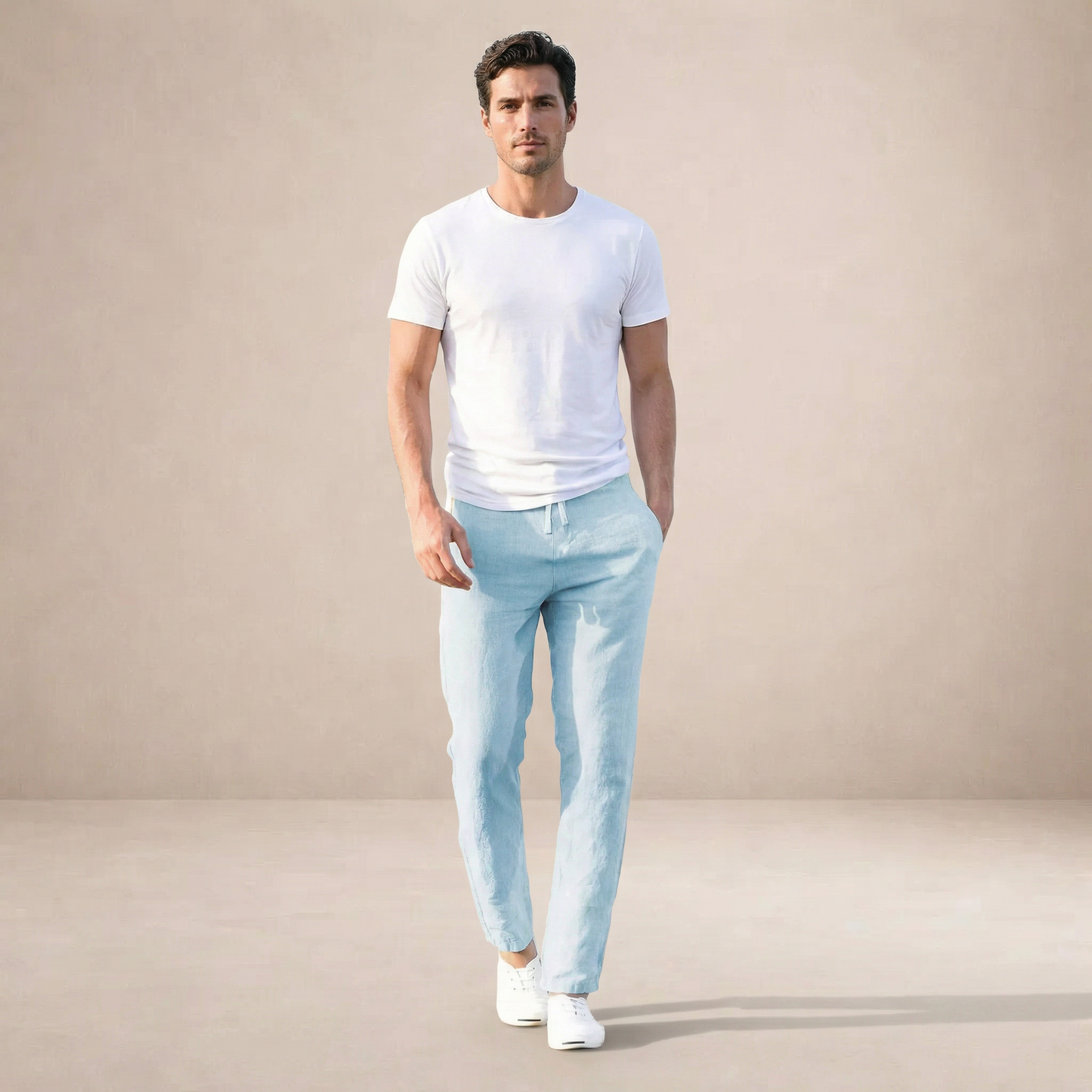 Linnen Zomerbroek Heren Elastisch Ademend Comfortabele Fit