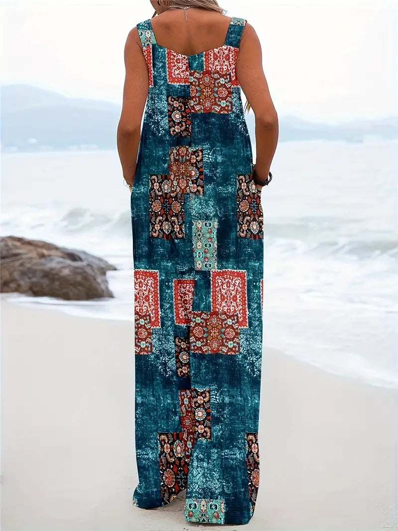Vrouwelijke Zomerjumpsuit met Kleuren Blokprint