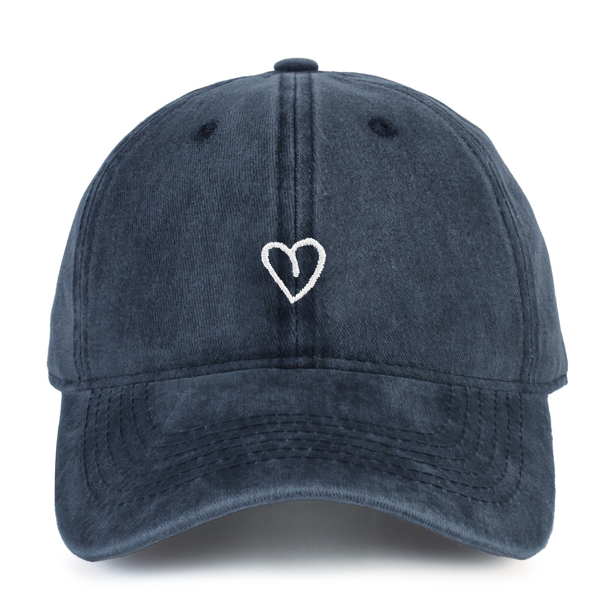 Vintage Baseballcap met Hartstiksel – Verstelbaar Katoen Gewassen Stijl Sportpet Zomerpet Dames Heren Casual Cap