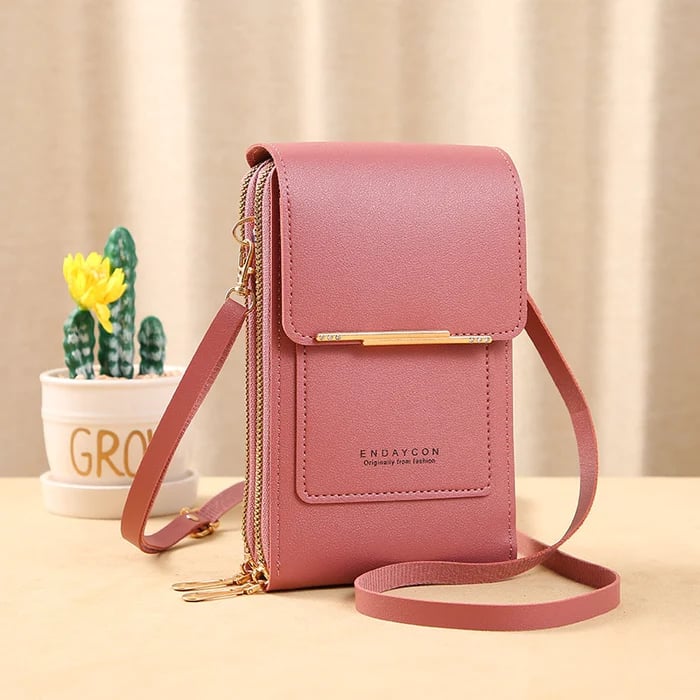 Dames Schoudertas met Telefoonvak en Antidiefstal – Compacte Crossbodytas PU Leer Groen Roze Zwart Grijs Blauw Rood Bruin – Veilige Handtas Portemonnee