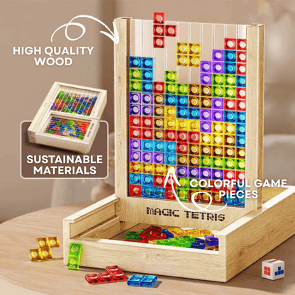 Ecoblock Tetris Houten Puzzelspel voor Kinderen en Volwassenen - Duurzaam Breintraining Bordspel