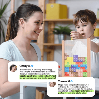 Ecoblock Tetris Houten Puzzelspel voor Kinderen en Volwassenen - Duurzaam Breintraining Bordspel