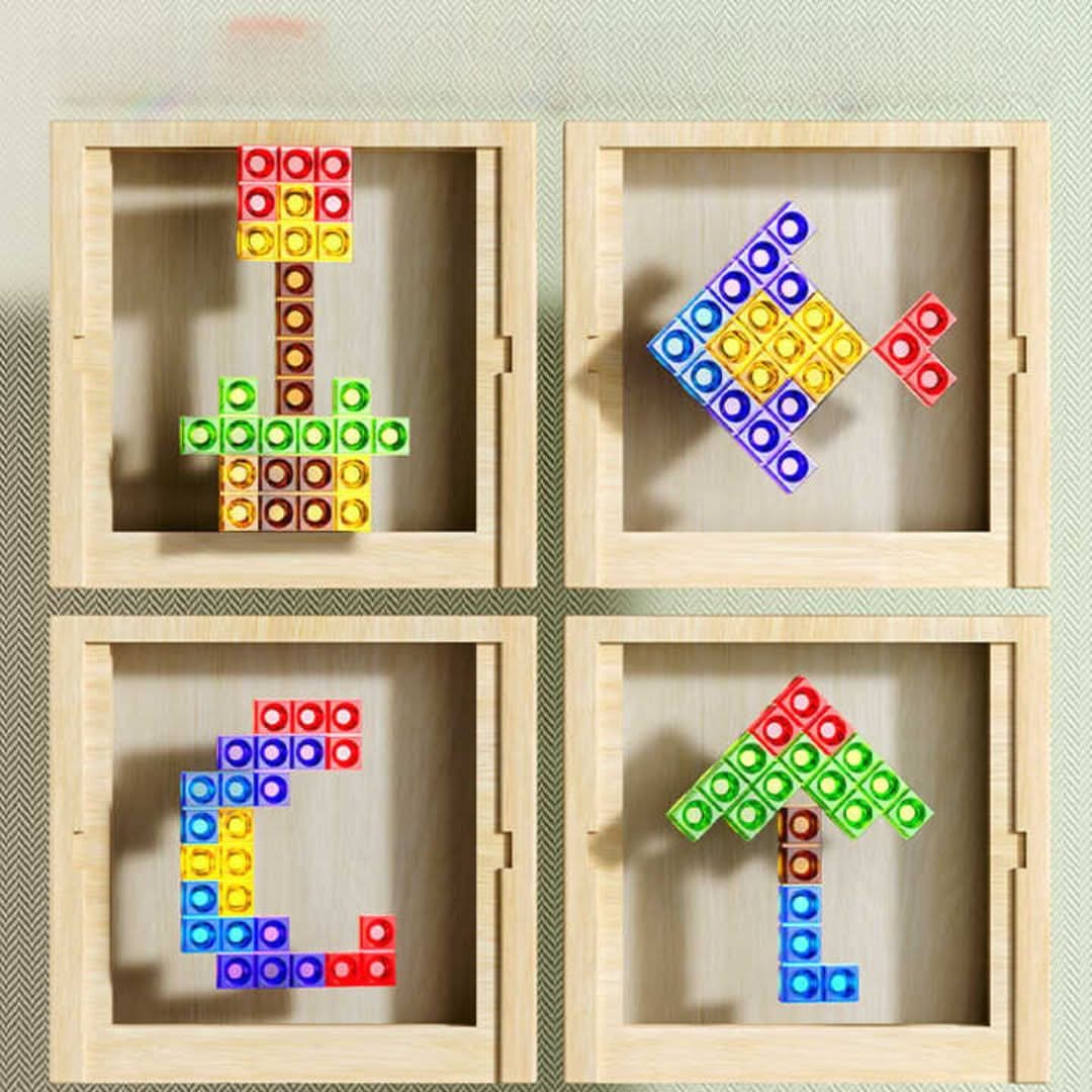 Ecoblock Tetris Houten Puzzelspel voor Kinderen en Volwassenen - Duurzaam Breintraining Bordspel