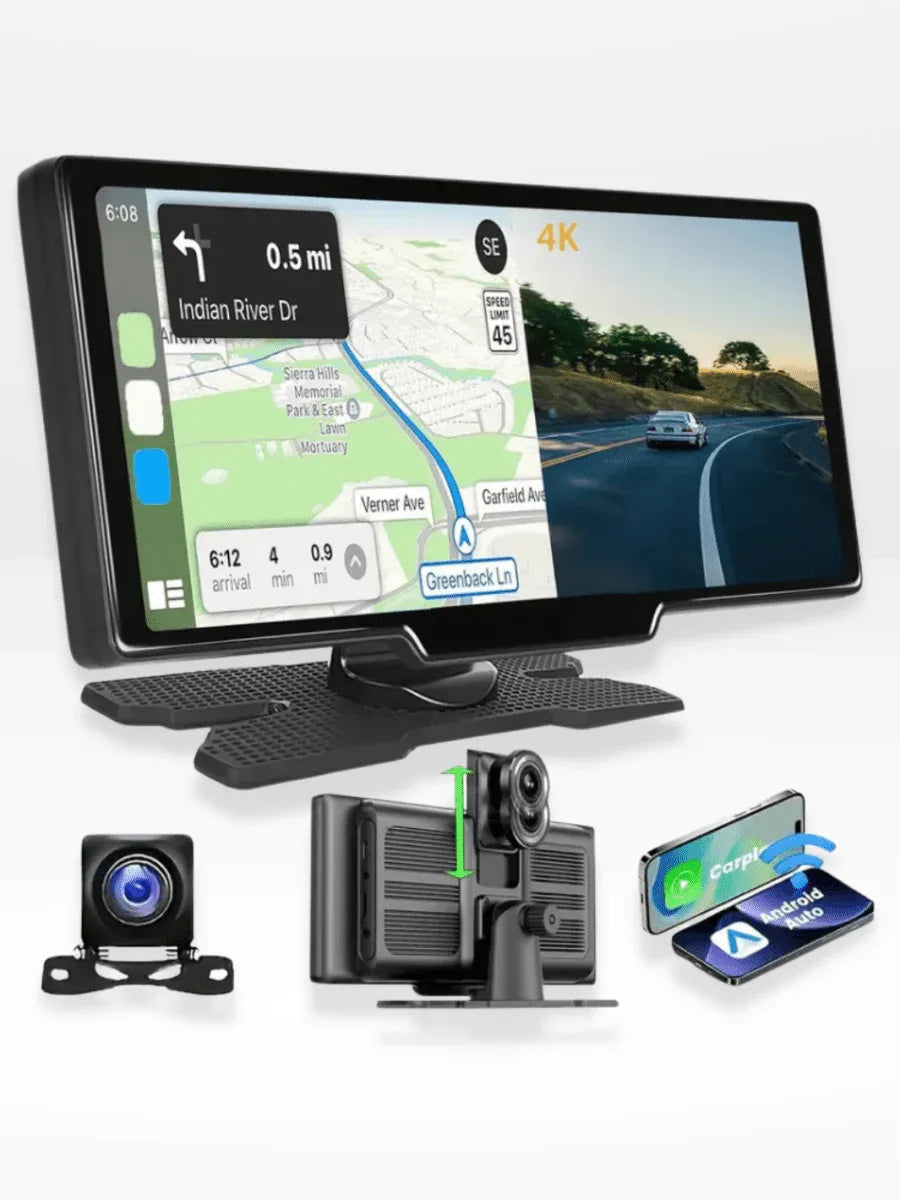 Carplay Scherm met Dashcam 10,26 Inch Touchscreen GPS Bluetooth WiFi Handsfree Spraakbediening Auto Multimedia