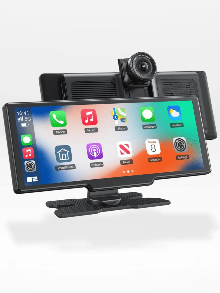 Carplay Scherm met Dashcam 10,26 Inch Touchscreen GPS Bluetooth WiFi Handsfree Spraakbediening Auto Multimedia
