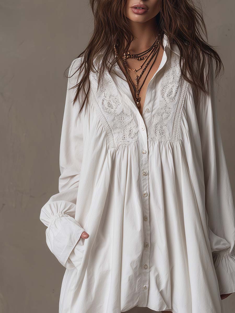 Dames Kanten Jurk Lange Mouwen Asymmetrisch Mini Model