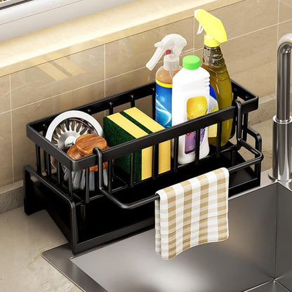 Keuken- en badkamer organizer met automatische afwatering en handdoekhouder