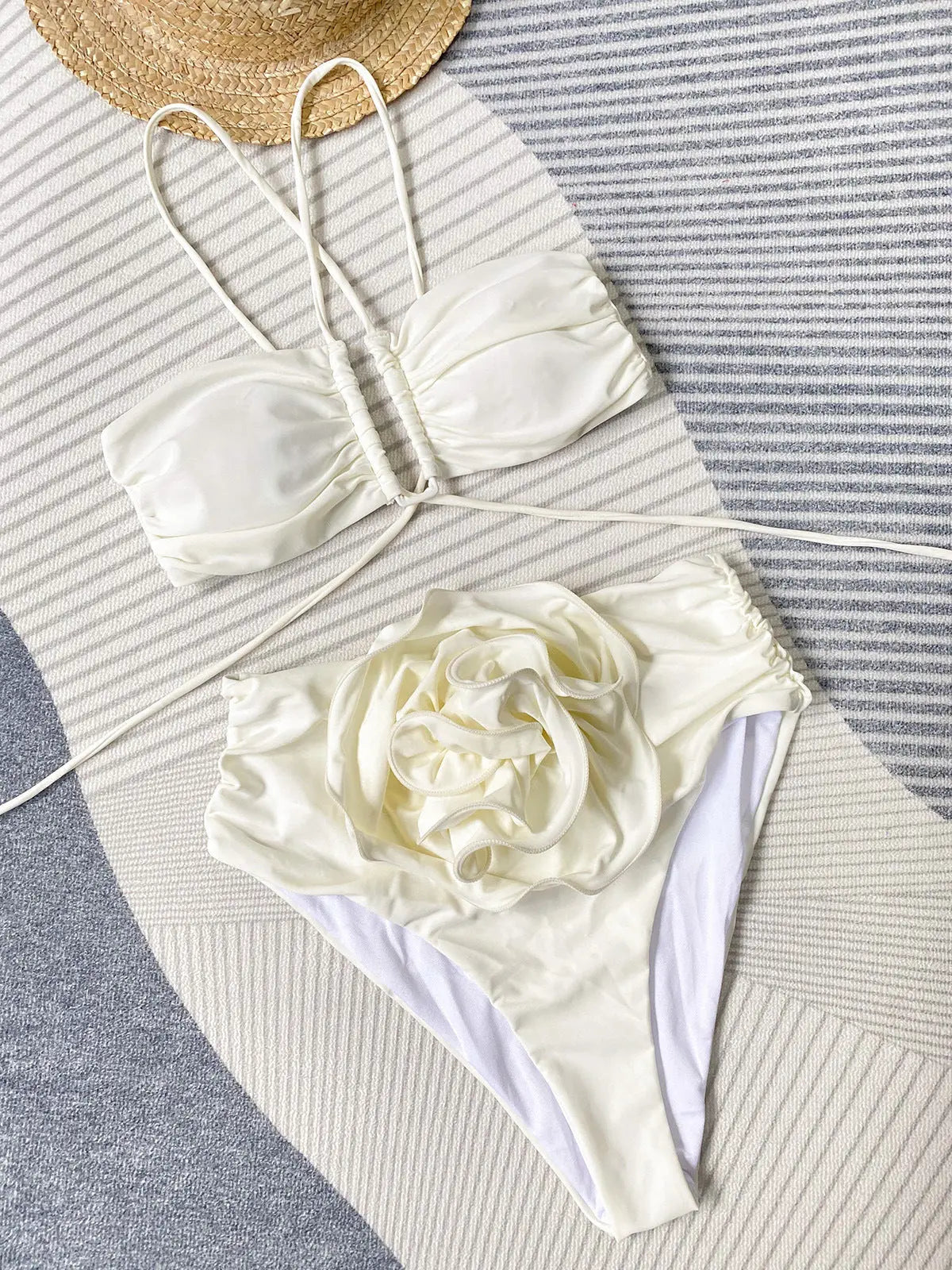 Halternek Bikini Bloemenprint Zomerse Strandkleding