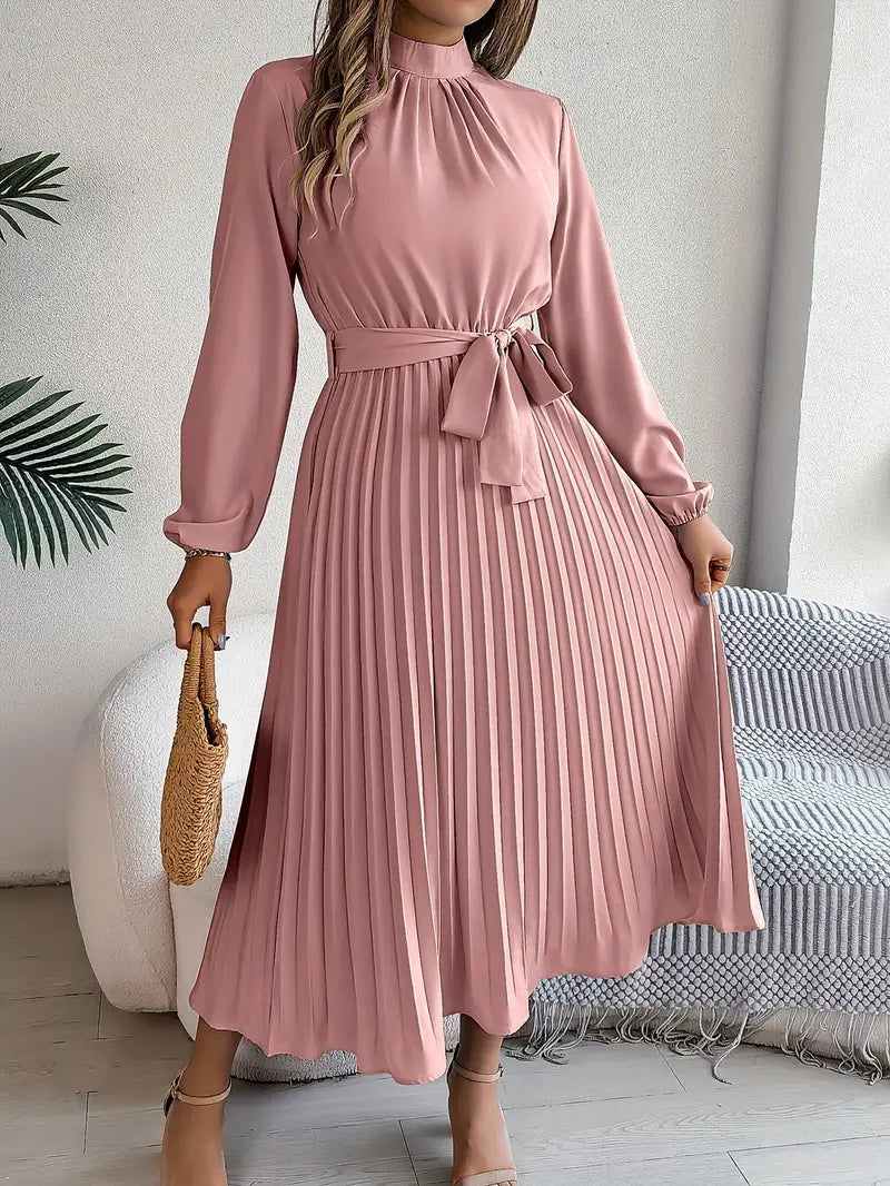 Midi Jurk met Ceintuur Minimalistisch Design