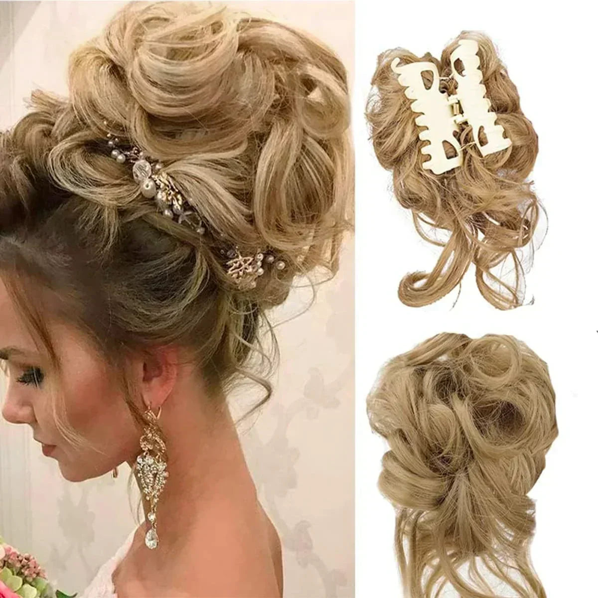 Haarknot met Krullen – Synthetisch Haar – Clip-On Knot – Volumineus – Verschillende Kleuren