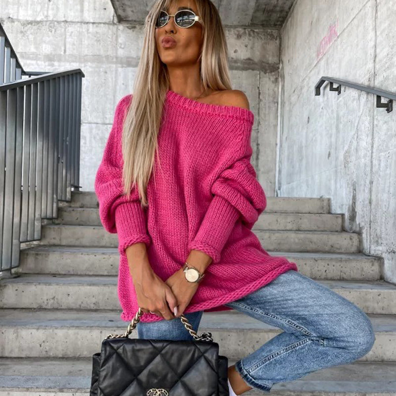 Dames Trui Off-shoulder Gebreid Elegant Zwart