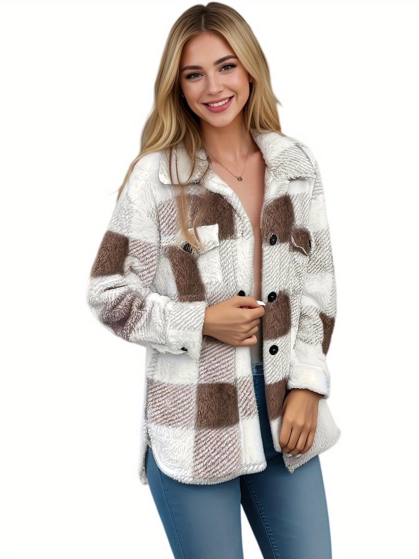 Dames Fleece Tussenjas Warm Blokpatroon Comfortabel