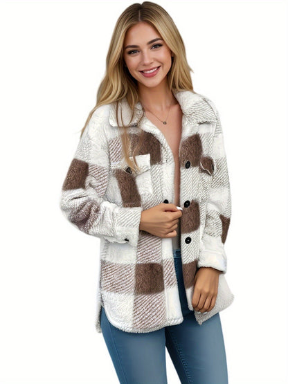 Dames Fleece Tussenjas Warm Blokpatroon Comfortabel