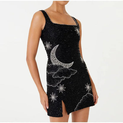 Mouwloze Mini Jurk Glitter Pailletten Avondjurk Feestjurk - StudioMarella