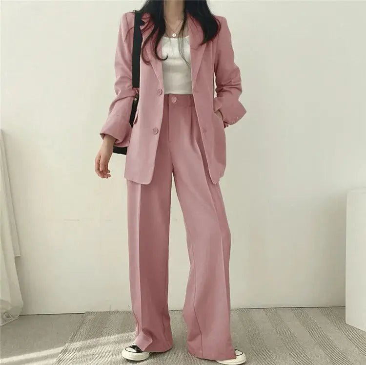 Dames Blazer Set met Rechte Broek Elegante Outfit