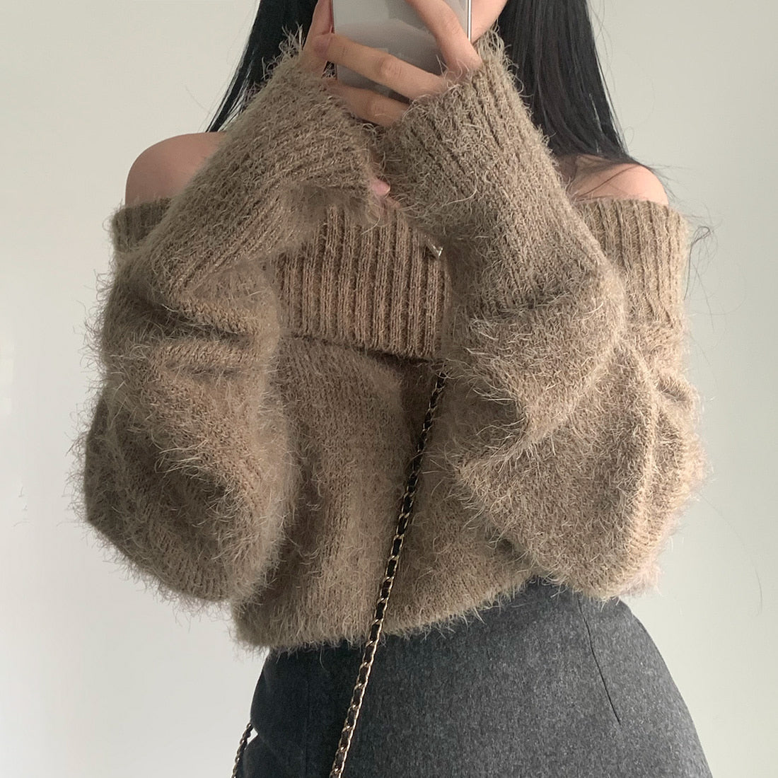 Dames Trui Off-shoulder Gebreid Stijlvol
