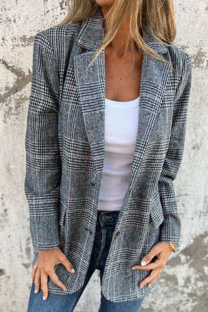 Dames Blazer Lange Mouw Geruit Stijlvol