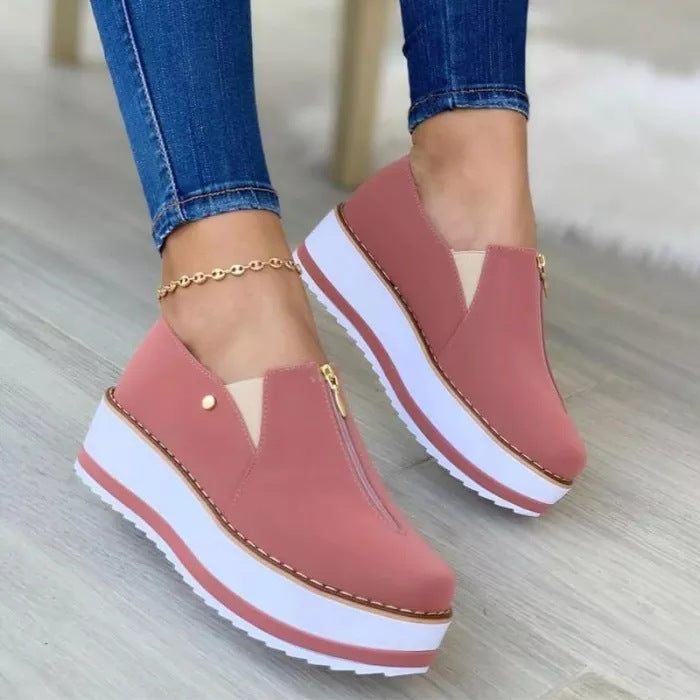 Dames Instappers Plateauzool met Rits Comfortabele Trendy Schoenen
