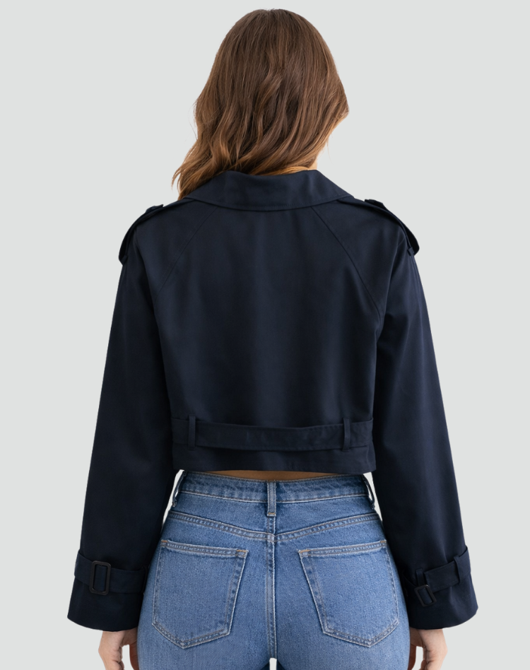 Korte Trenchcoat Dames Regular Fit Katoen