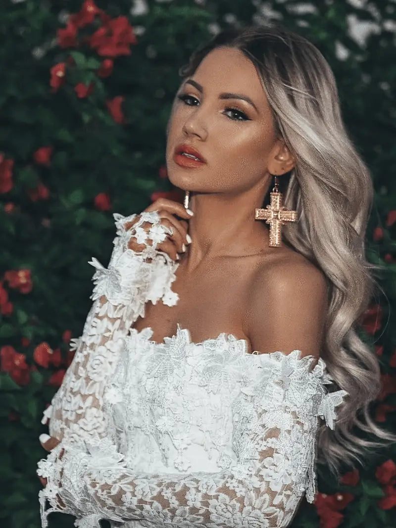 Cocktailjurk Kant Off-Shoulder Elegante Avondjurk
