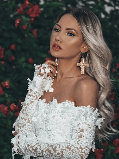Cocktailjurk Kant Off-Shoulder Elegante Avondjurk