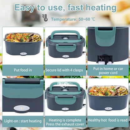 Elektrische Lunchbox met Verwarming 1.5L – Warm Eten Onderweg Auto & Thuis
