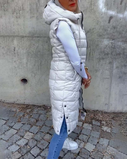 Dames Bodywarmer Warm Gewatteerd Lange Jas